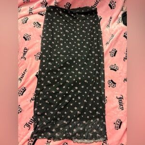 Garage Black and Pink Floral Maxi Skirt